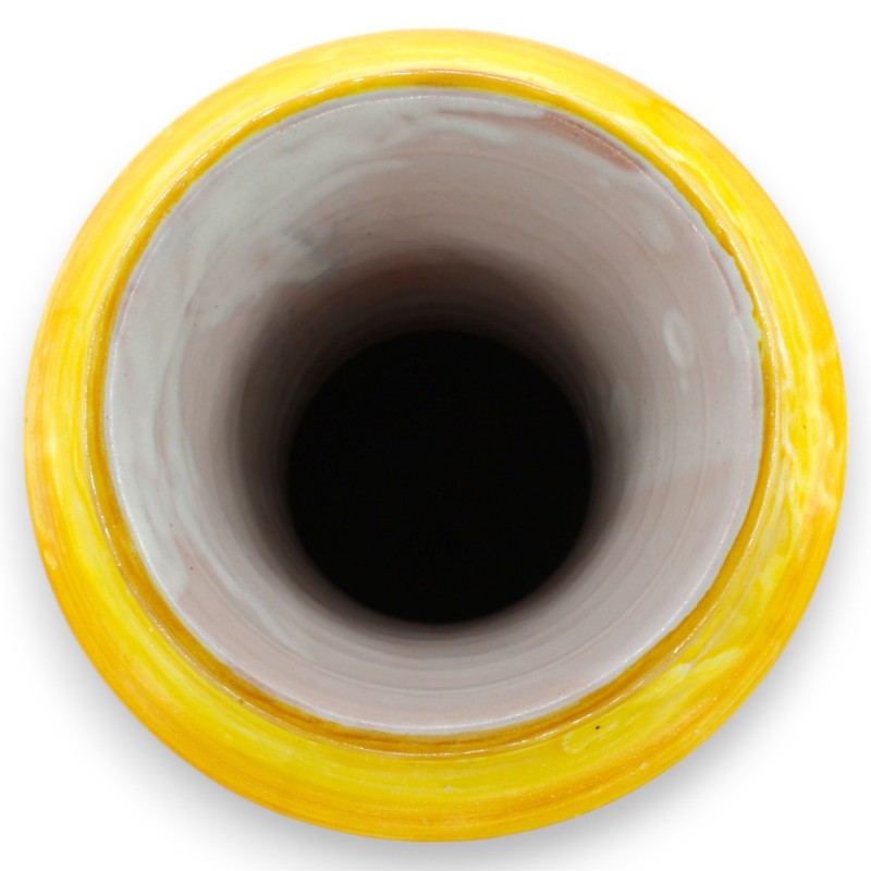 Vase à anses à col haut, céramique fine sicilienne, h 45 x 22 cm environ. Décoration baroque, fond bordeaux et vert - 
