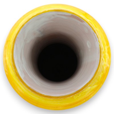 Vase à anses à col haut, céramique fine sicilienne, h 45 x 22 cm environ. Décoration baroque, fond bordeaux et vert - 