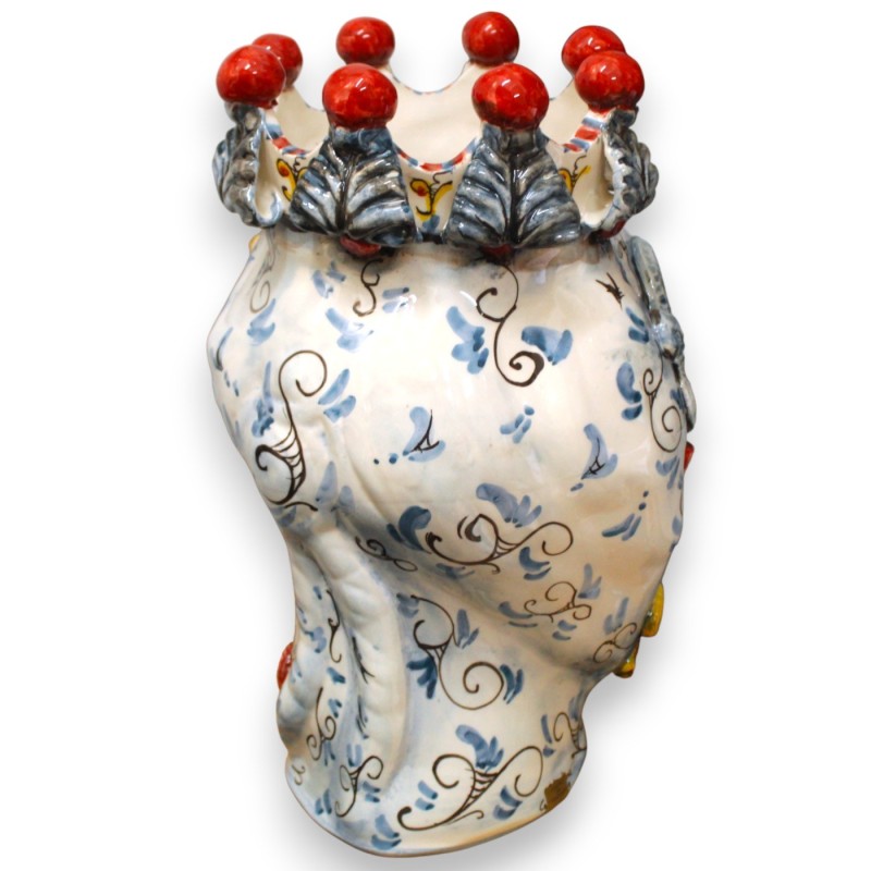 Cabeças de mouro siciliano (par) h 46 x 28 cm aprox. Cerâmica Caltagirone, com aplicações na Coroa e Marinha - 