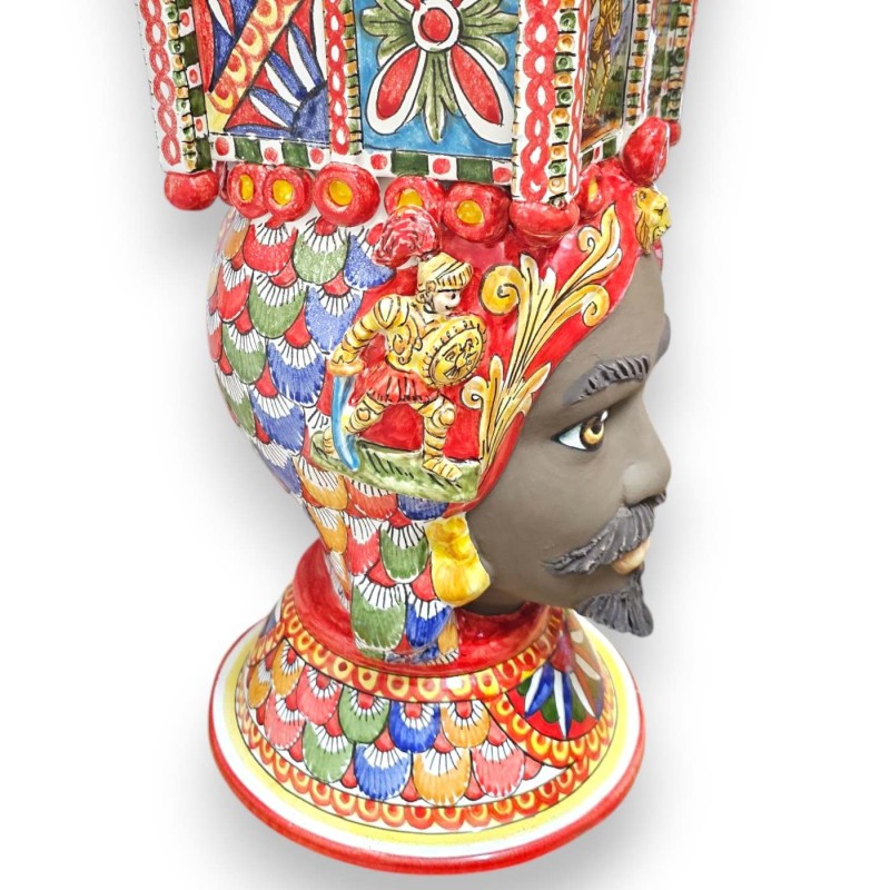 Moor's Head Lamp, Caltagirone keramik, höjd 90 x 45 cm ca. Crown Sponda siciliansk vagn - 
