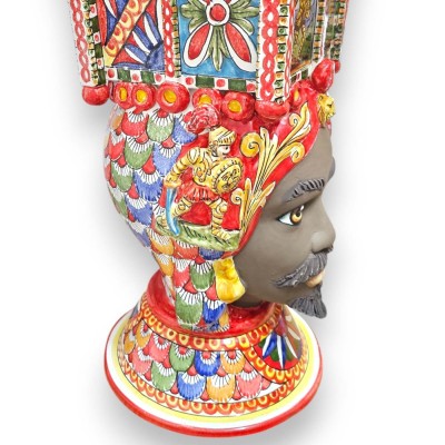 Moor's Head Lamp, Caltagirone keramik, höjd 90 x 45 cm ca. Crown Sponda siciliansk vagn - 
