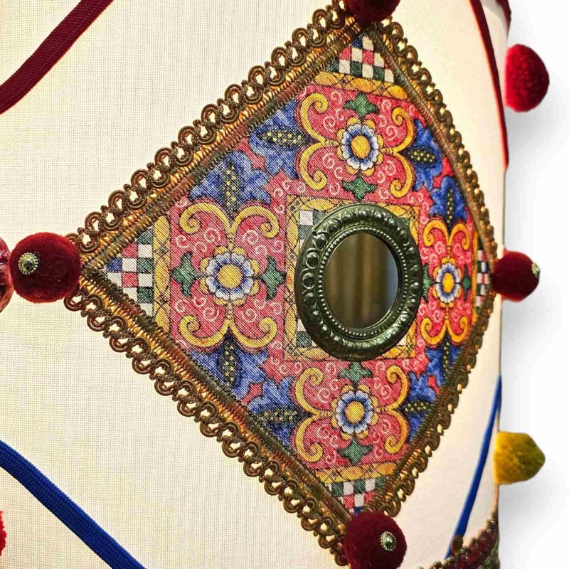 Luminária de cabeça de mouro, cerâmica de Caltagirone, altura 90 x 45 cm aprox. Carrinho Siciliano Crown Sponda - 