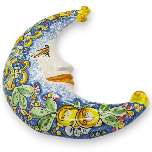 Lua de cerâmica Caltagirone, Azul h 45 cm aprox. decoração barroca, limões e peras espinhosas -  2