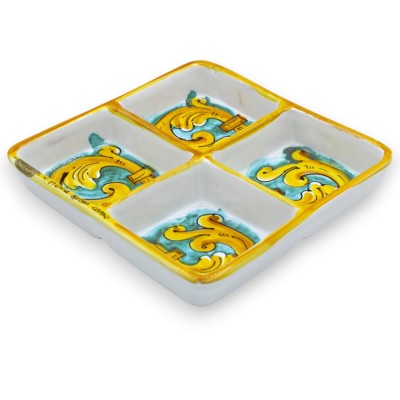 Square Sicilian ceramic appetizer dish, L 17 x 17 cm approx. (1pc) various decorations - 