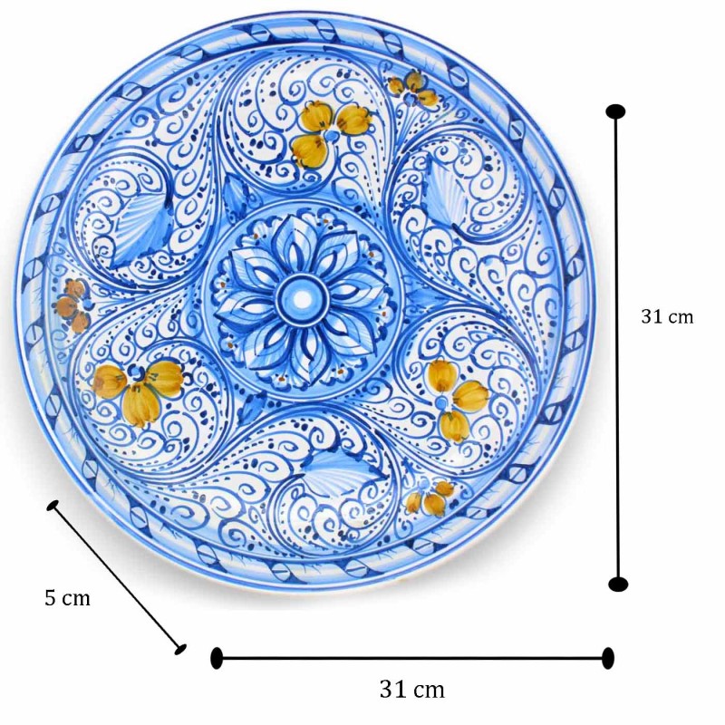 Piatto Ornamentale, ceramica Siciliana - Ø 30 cm ca. (1Unità) smalto opaco con diverse opzioni decoro - 