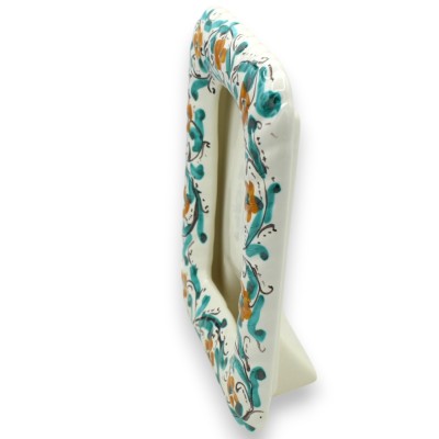 Photo holder with decorated frame, fine ceramic - H 22 x 19 cm approx. White, 17th century and floral decoration - 