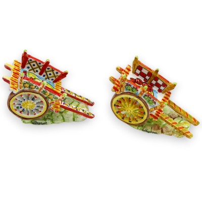 Siciliansk vagn, Caltagirone Keramik - L 13 x h 10 cm ca. (1 enhet) Slumpmässig dekoration med sicilianskt tema - 