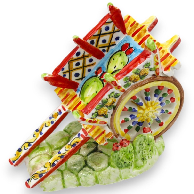 Siciliansk vagn, Caltagirone Keramik - L 13 x h 10 cm ca. (1 enhet) Slumpmässig dekoration med sicilianskt tema - 
