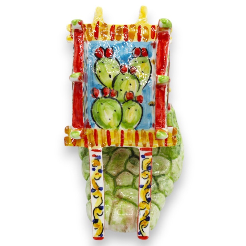Carretto Siciliano, Ceramica Caltagirone - L 13 x h 10 cm ca. (1Unità) Decoro casuale a tema Sicilia - 