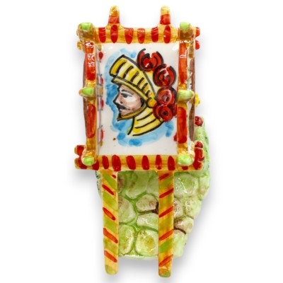 Carretto Siciliano, Ceramica Caltagirone - L 13 x h 10 cm ca. (1Unità) Decoro casuale a tema Sicilia - 