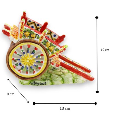 Sizilianischer Wagen, Keramik aus Caltagirone – L 13 x H 10 cm ca. (1 Stück) Zufällige Dekoration mit sizilianischem The
