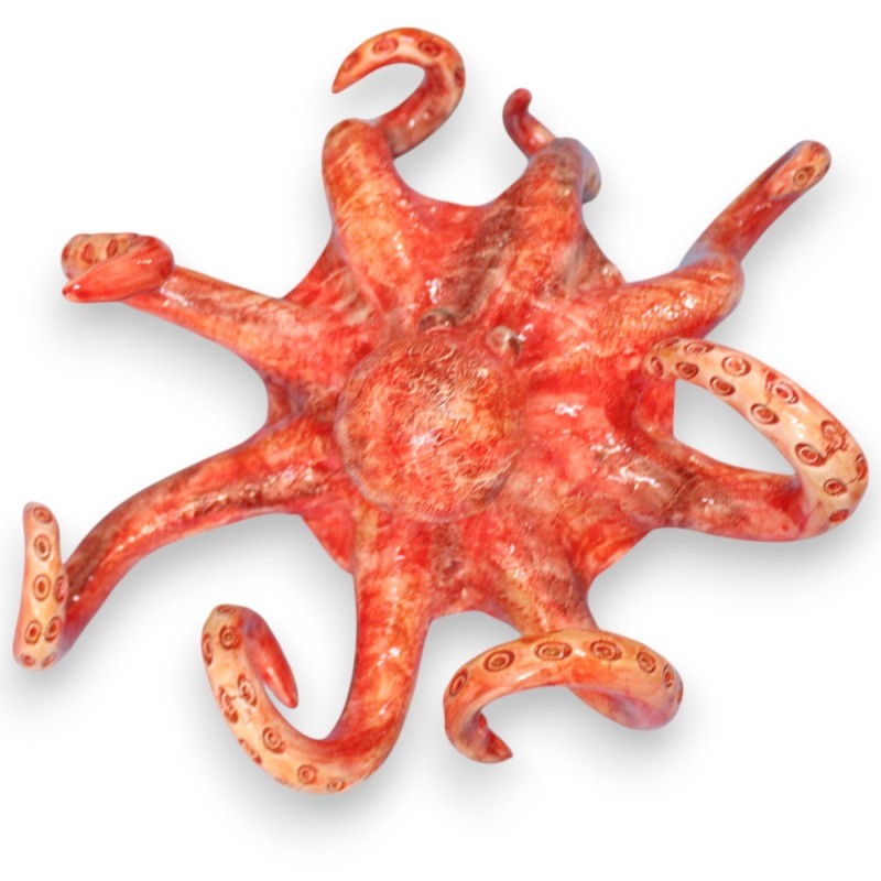 Ośmiornica na blat, ceramika Caltagirone, wys. ok. 28 x 30 cm. Kolor koralowy - 