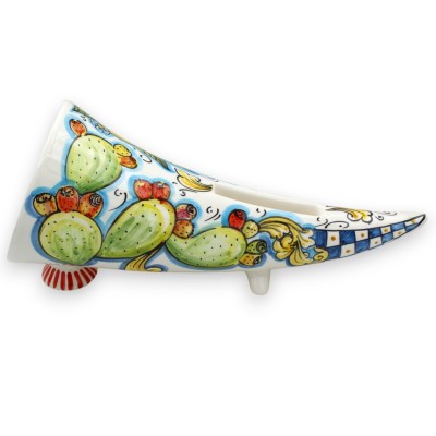 Horn Sound Amplifier for SmartPhone, Caltagirone ceramic, L 34 x 16 cm approx. lemon and prickly pear decoration - 