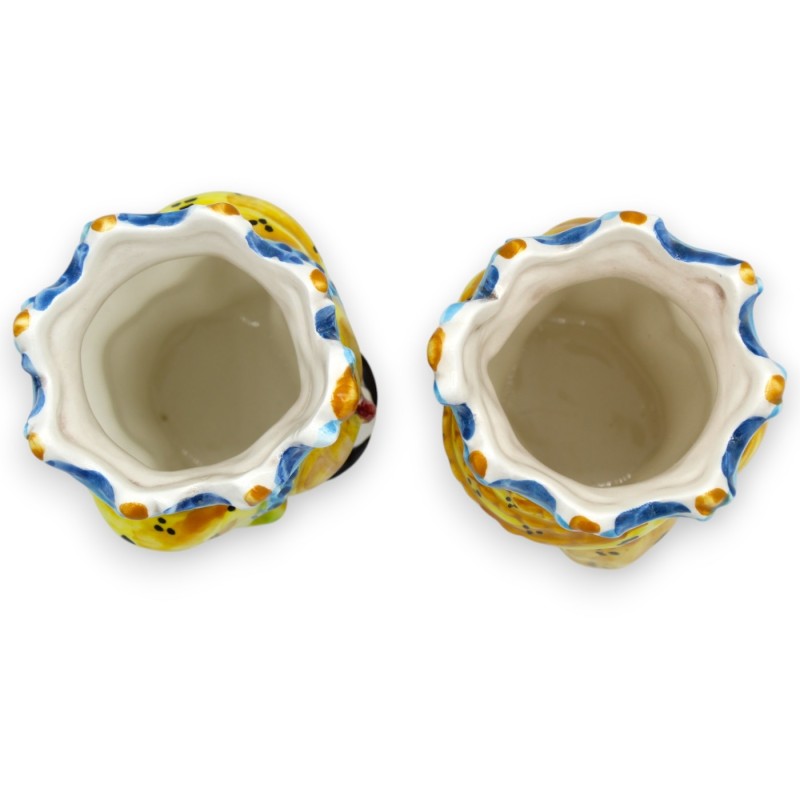 Par de cabeças castanhas escuras em cerâmica Caltagirone, h cerca de 13/14 cm. coroa e turbante MD13 - 
