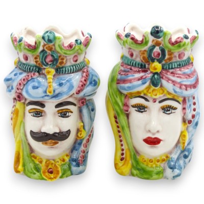 Głowy sycylijskie normandzkie (para) wys. 13 / 14 cm ok. Ceramika Caltagirone MD2 - 