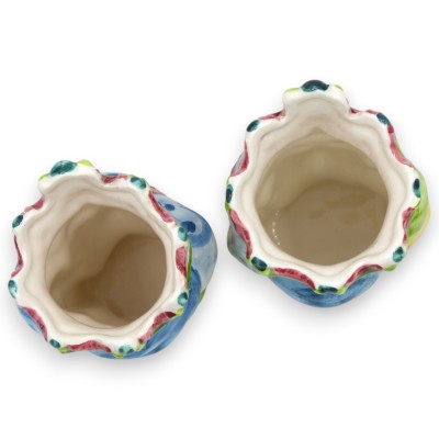 Sicilian Norman Moorish heads (pair) h 13 / 14 cm approx. Caltagirone ceramic MD2 - 
