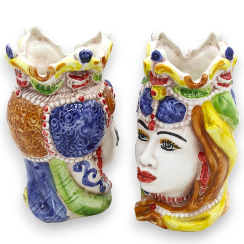 Cabeças Emiri sicilianas marrom-escuras (par) h 13/14 cm aprox. Cerâmica Caltagirone MD29 - 