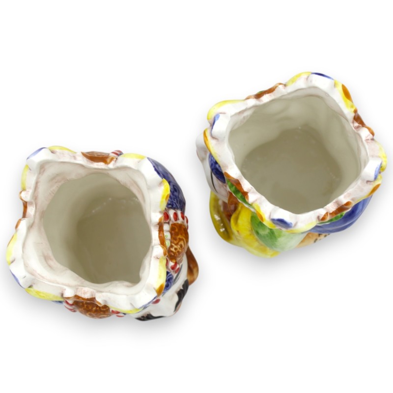 Emiri sizilianische dunkelbraune Köpfe (Paar), H ca. 13 / 14 cm. Caltagirone MD29 Keramik - 