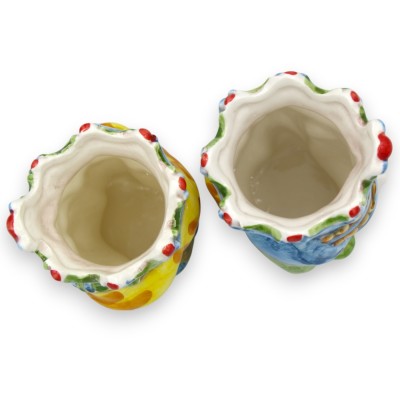 Cabezas moriscas normandas sicilianas (pareja) de 13/14 cm de altura aprox., cerámica de Caltagirone MD10 - 