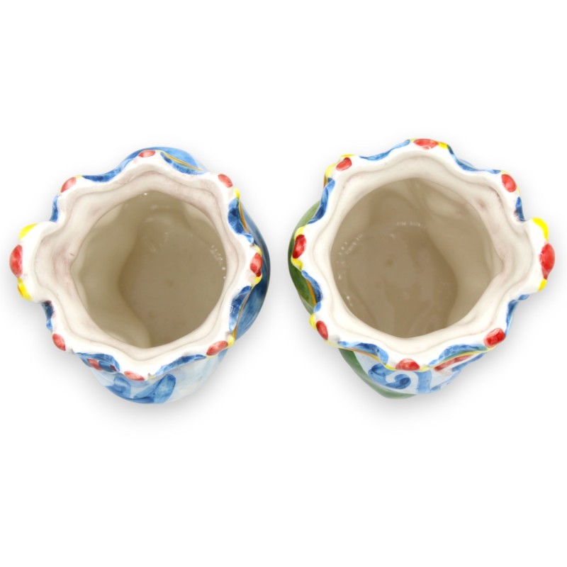 Têtes mauresques normandes siciliennes (paire) h 13/14 cm environ. Céramique de Caltagirone MD22 - 