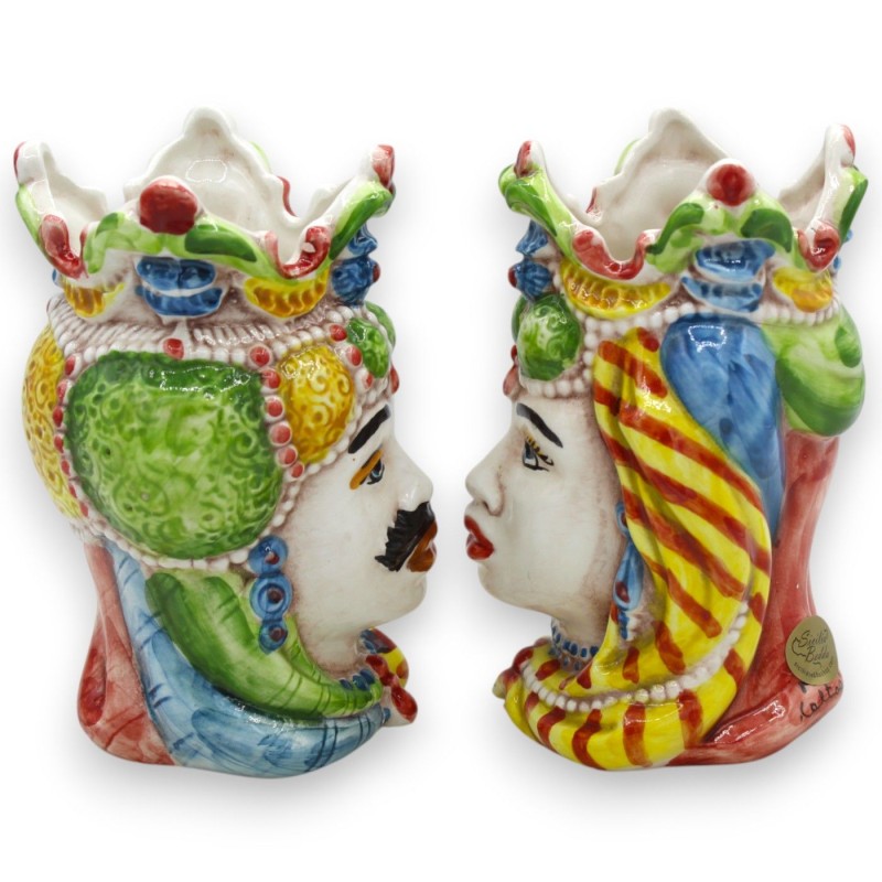Teste di moro Siciliane Emiri (coppia) h 13 / 14 cm ca. ceramica Caltagirone MD9 - 