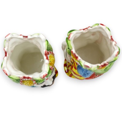 Sizilianische maurische Köpfe Emiri (Paar) H 13 / 14 cm ca. Caltagirone Keramik MD9 - 