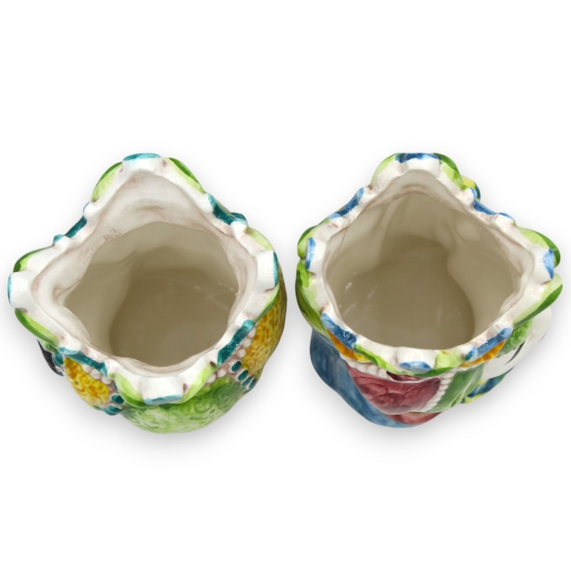 Emiri Sicilian dark brown heads (pair) h 13 / 14 cm approx. Caltagirone MD19 ceramic - 
