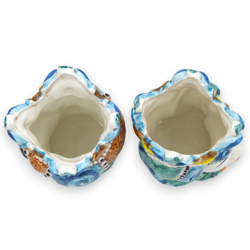 Cabezas moriscas sicilianas de Emiri (pareja), altura aproximada: 13/14 cm. Cerámica de Caltagirone MD24. - 