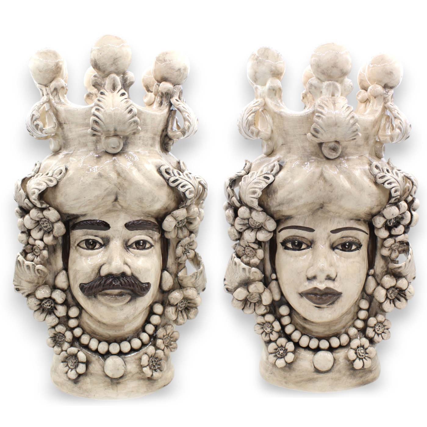 Pareja De Cabezas De Moro Sicilianas De Aproximadamente 40 Cm De pareja-de-cabezas-de-moro-sicilianas-de-aproximadamente-40-cm-de