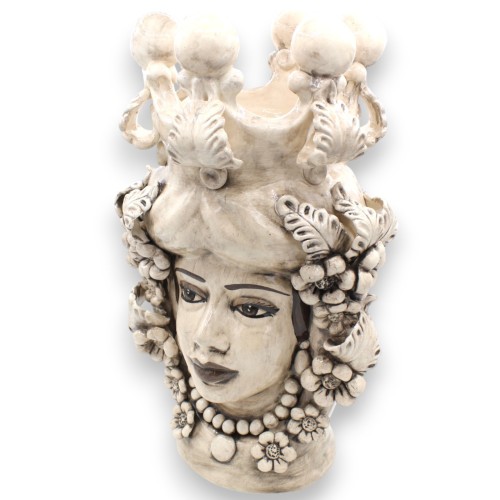 Pareja de cabezas de moro sicilianas, de aproximadamente 40 cm de altura. Cerámica de Caltagirone, con corona y aplicaci 2