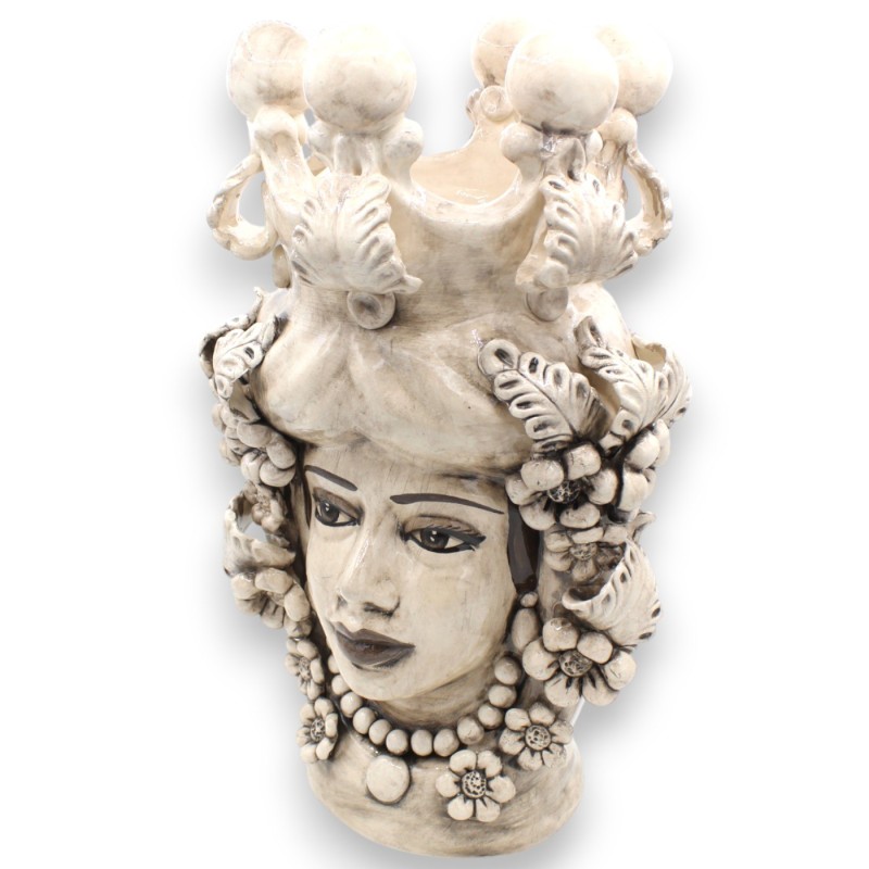 Teste di moro Siciliane (coppia) h 40 cm ca. ceramica Caltagirone, Con Corona e applicazioni - 
