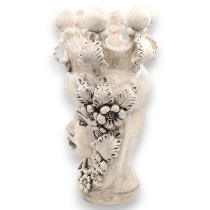 Teste di moro Siciliane (coppia) h 40 cm ca. ceramica Caltagirone, Con Corona e applicazioni - 