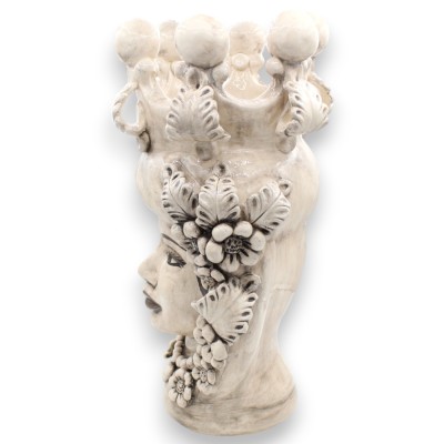 Teste di moro Siciliane (coppia) h 40 cm ca. ceramica Caltagirone, Con Corona e applicazioni - 
