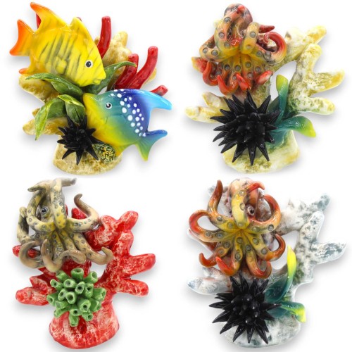 Koraaltak met mariene compositie in fijn keramiek, ca. h 15 x 13 cm (1 stuk) Verschillende modelopties - 