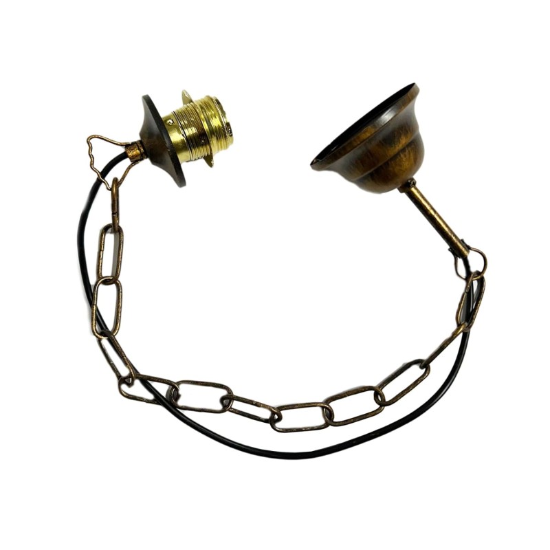 Kit catena in ferro battuto colore Bronzato per lampadario, impianto elettrico incluso - Attacco E27 - 