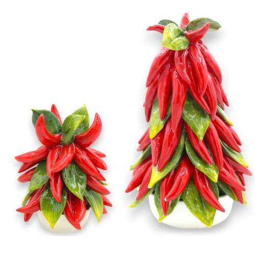 Pyramidväxt med chilipeppar i kruka, fin keramik, två storlekar (1 st) - 