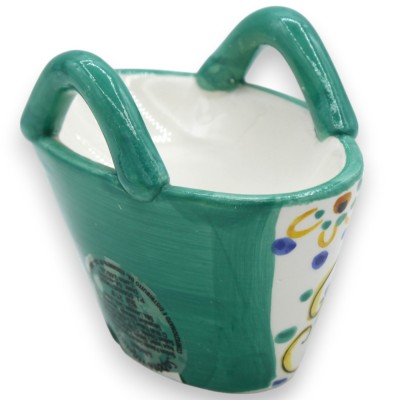 Sicilian ceramic basket, L 12 x 9 cm approx. Five Lemon vegetable soaps, Sicilian themed decoration - 