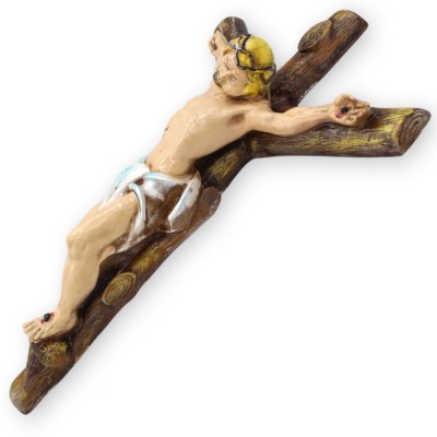 Crucifijo 100% hecho a mano, decorado a mano - h 45 x 30 cm aprox. - 