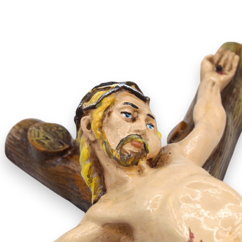 Crucifijo 100% hecho a mano, decorado a mano - h 45 x 30 cm aprox. - 