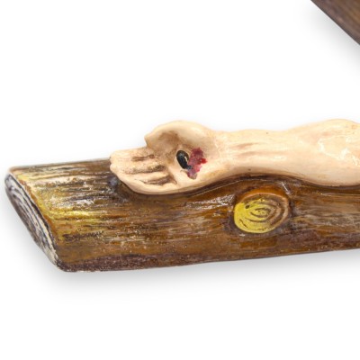 Crucifijo 100% hecho a mano, decorado a mano - h 45 x 30 cm aprox. - 