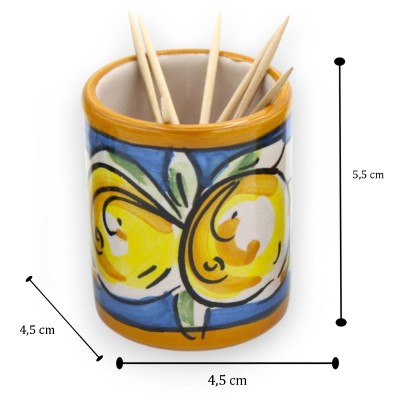 Caltagirone keramische tandenstokerhouder, h 5 x 4 cm ca. (1 stuk) diverse kleuren, willekeurige decoratie - 