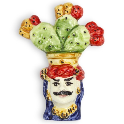 Magnet, Sicilian ceramic, Moor's head prickly pear h 10 x 7 cm approx. (1pc) With Man or Woman option -  2