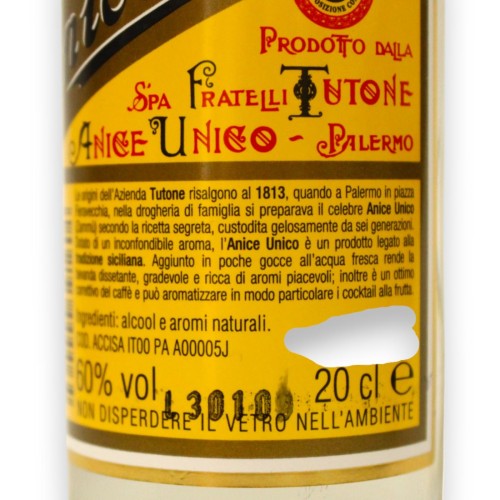 Anís único siciliano Tutone, vol. 60% - 200 ml -  2