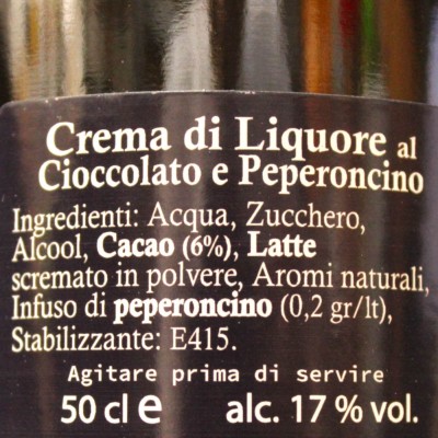 Chocolate e Creme de Pimenta, disponível em dois formatos (1 Unidade) Vol. 17% - 
