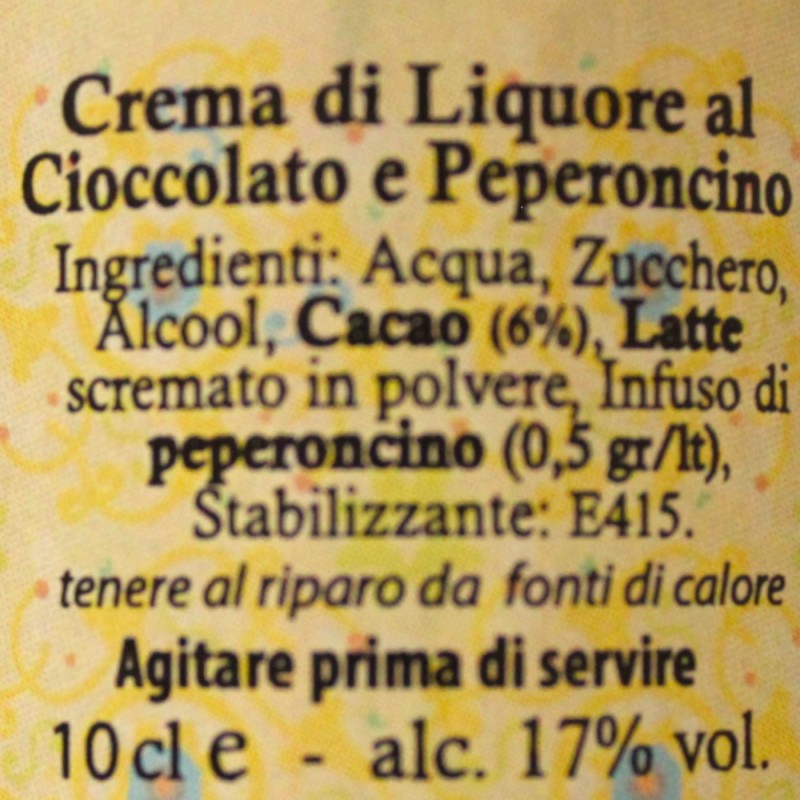 Crème au chocolat et au piment, disponible en deux formats (1 unité) Vol. 17% - 