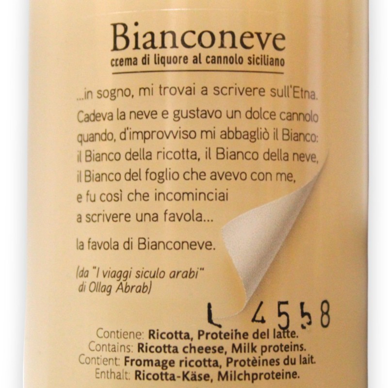 Bianconeve - Sizilianische Cannolo-Likörcreme, mit zwei Formatoptionen (1 Einheit) Vol. 17% - 