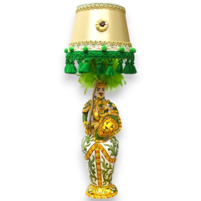 Lume Paladino - RINALDO - ceramica Siciliana, h 58 x 20 cm ca. Spada Rimovibile e Paralume 100% Artigianale - 