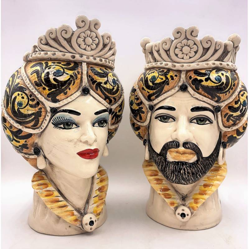 Sicilian head Model Norman Caltagirone ceramic height 30 cm Orange color - 
