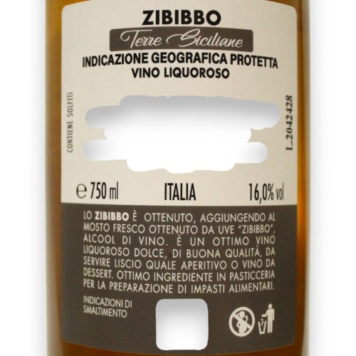 Siciliaanse versterkte wijn Zibibbo IGP Vol. 16% - 750 ml -  2