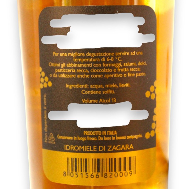 Fijne Zagara Mead, geproduceerd met Siciliaanse zwarte bijenhoning, 24 maanden gefermenteerd, 13% vol. - 500 ml - 